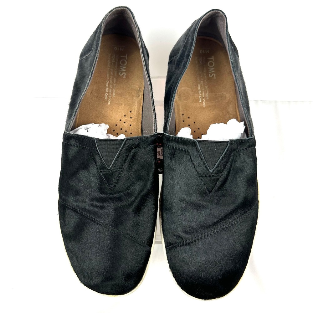 TOMS Avalon Black Calf Hair Slip On Shoes Mens SZ 10 Loafers Sneakers 10007048